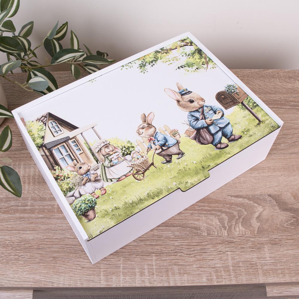 Коробка прямоугольная Зайки на лужайке 32 см (5589-79)
