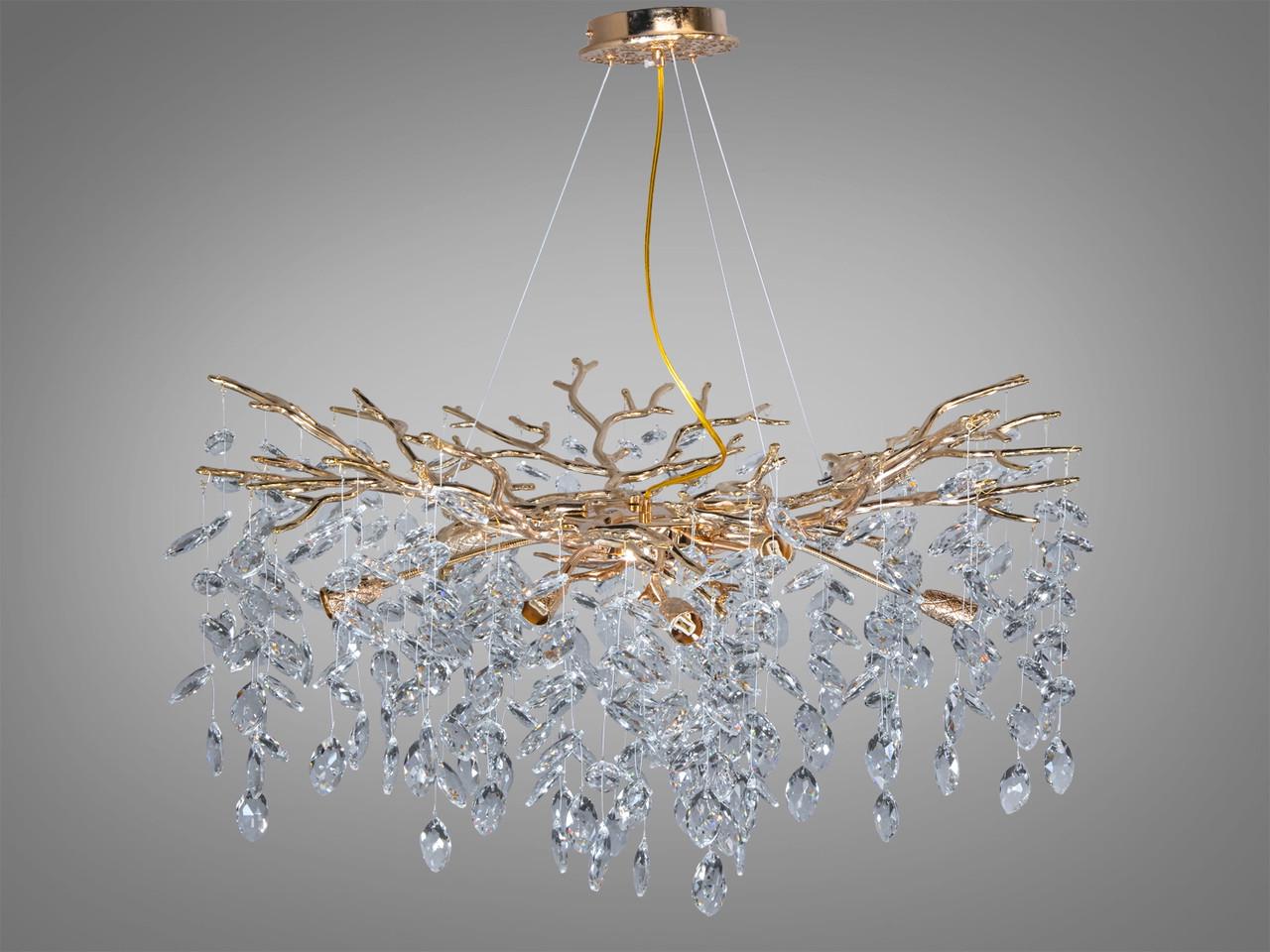 Люстра хрустальная 608-760GD Глициния 10 ламп Золотой (30302360)