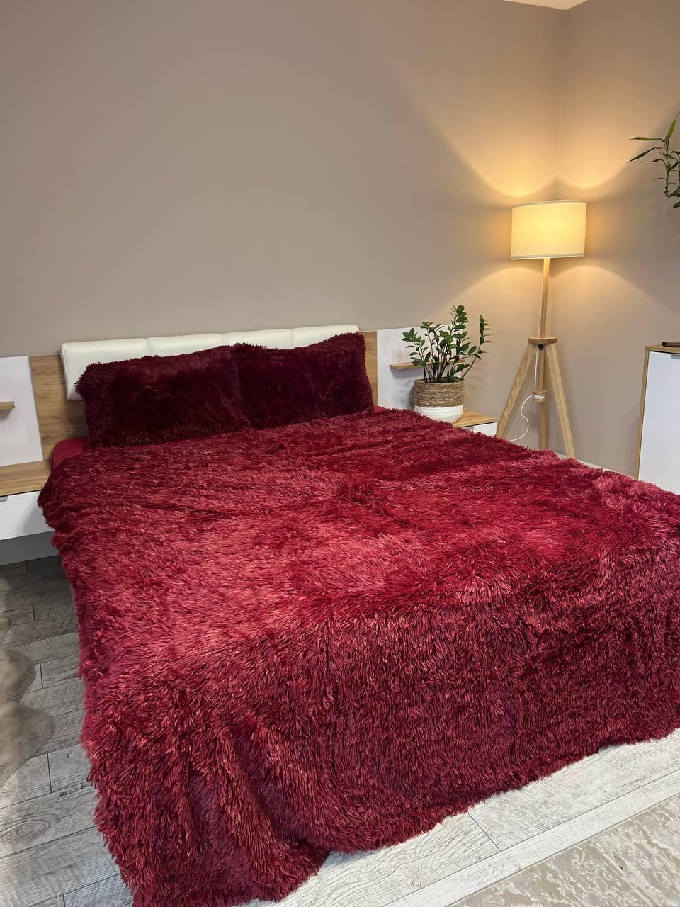 Постельное белье Трава велюр евро 200х230 наволочка 70х70 2 шт. Красный (Д-velur-travka-002/12)