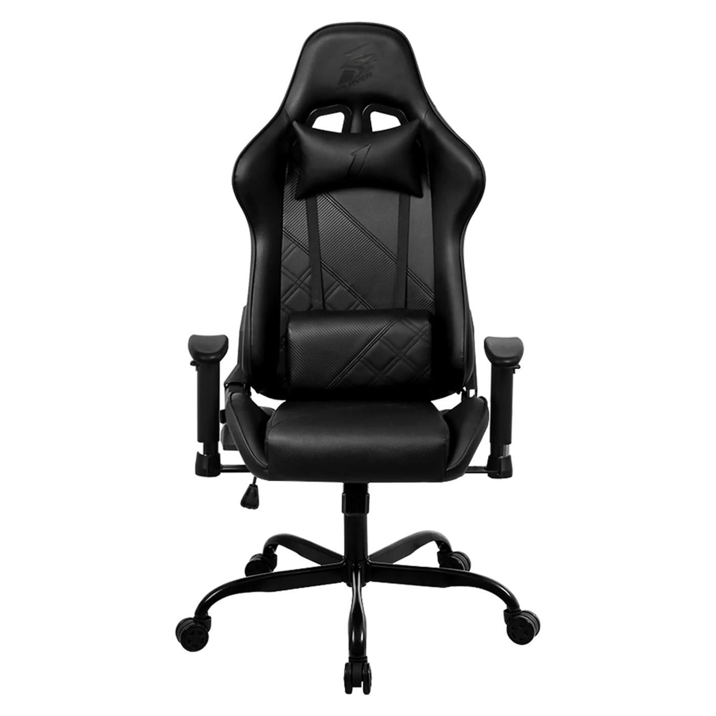 Крісло ігрове 1stPlayer S02 навантаження до 120 кг з подушками та регульованими підлокітниками Black (S02-BK)