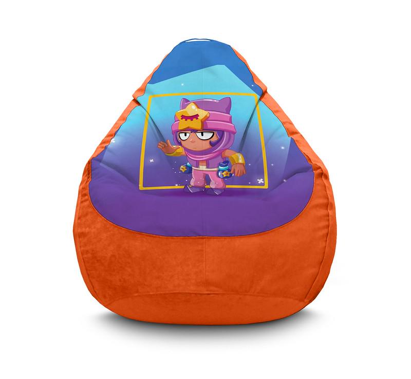 Кресло мешок iPuff Brawl Stars Sandy Флок XL 80x110 см Оранжевый