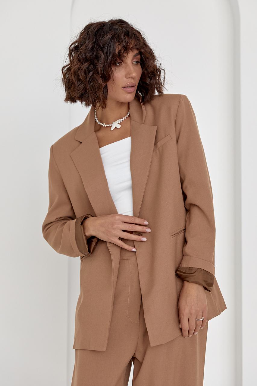 Піджак однобортний на ґудзику L Коричневий (11686263) - фото 8 Піджак однобортний на ґудзику L Коричневий (11686263) - фото 8