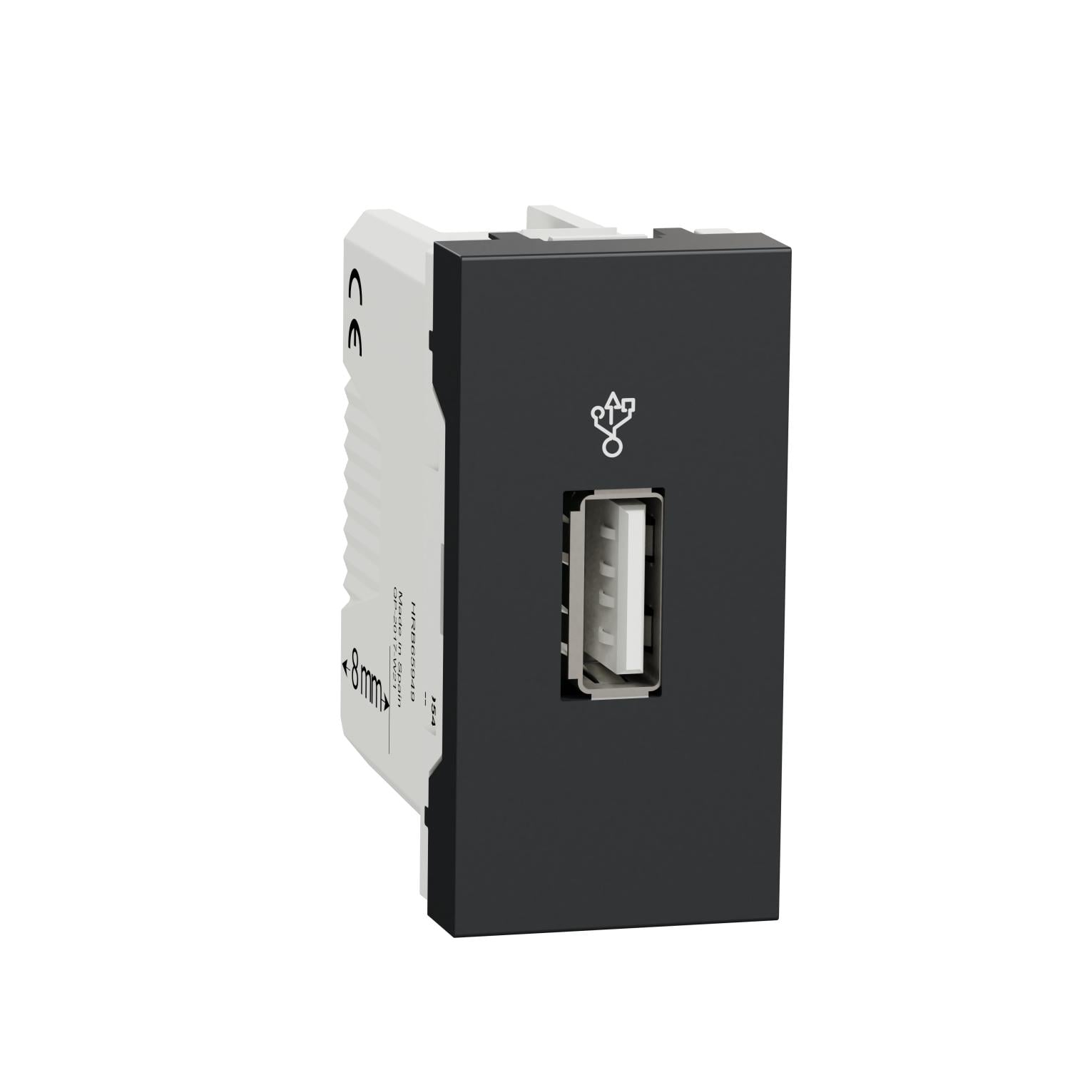 Розетка USB Schneider Electric Unica New USB 3.0 1 модуль Антрацитовый (NU342954)