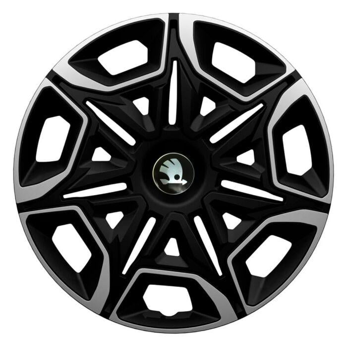 Ковпаки для коліс 4 Racing Varido R14 з логотипом Skoda 4 шт. Silver/Black