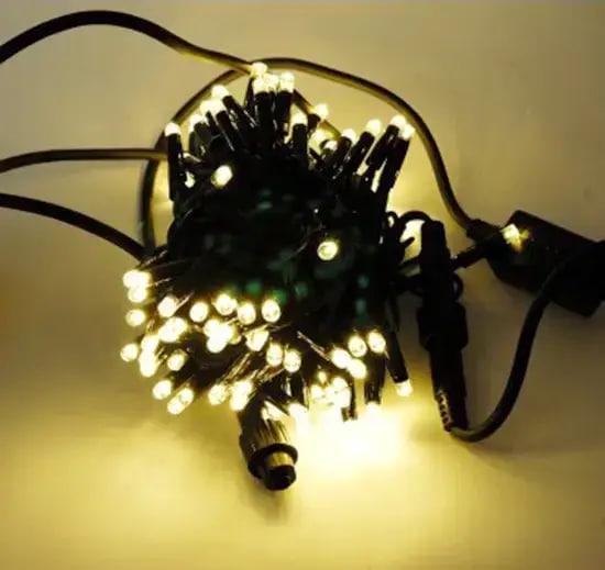 Гирлянда уличная нить 100 LED 10 м Черный провод/Белый теплый (1234)