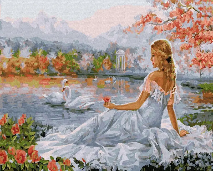 Картина по номерам Brushme Девушка возле озера 40x50 см (BK-GX25061)