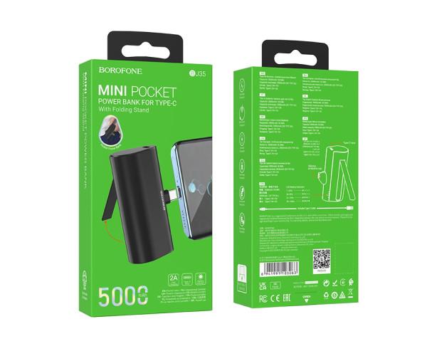 Батарея портативная Borofone BJ35 Pocket Type-C 5000mAh Black - фото 2 Батарея портативная Borofone BJ35 Pocket Type-C 5000mAh Black - фото 2