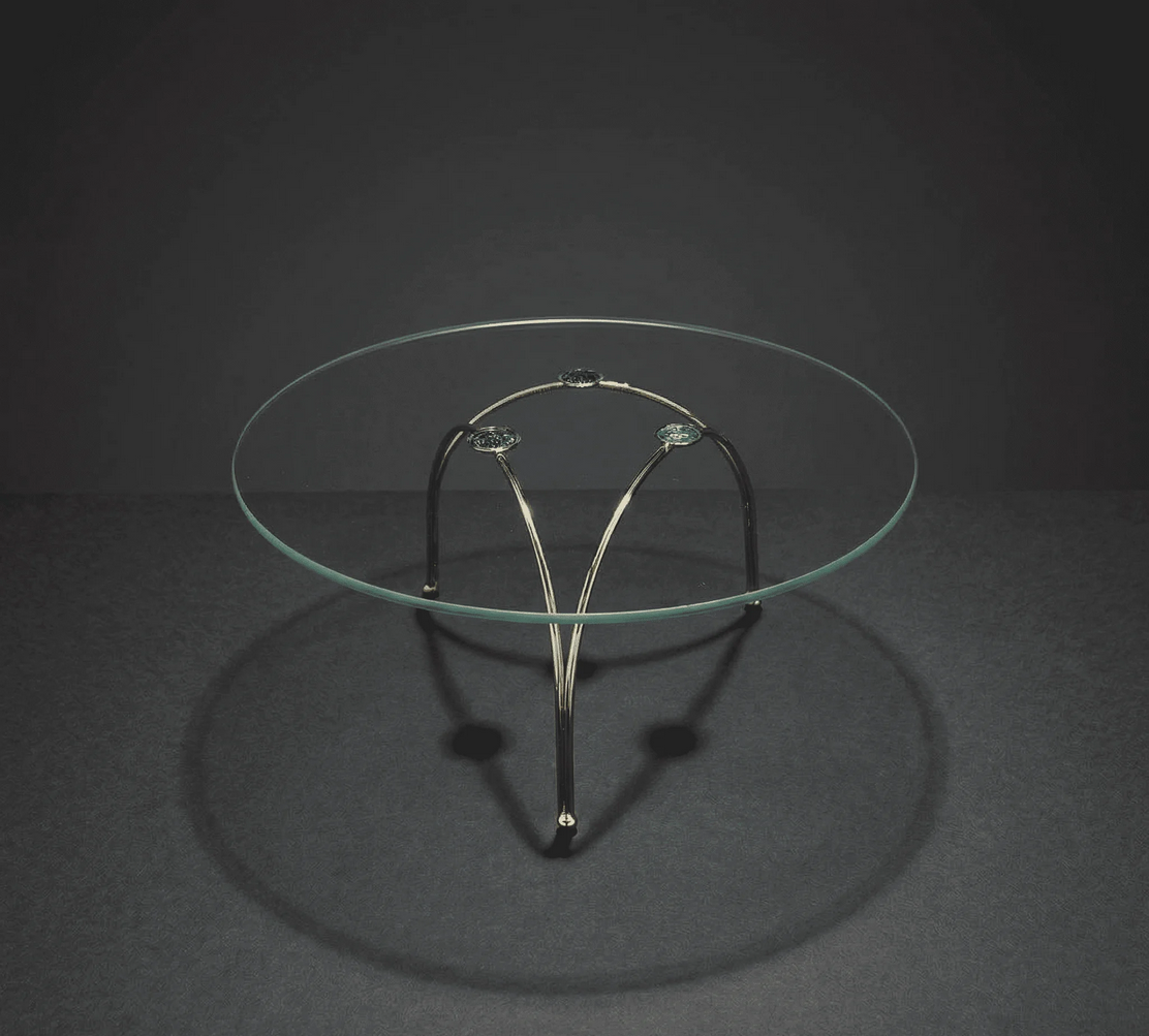 Тортівниця на ніжці металева зі скляною основою 30 см Срібло (S62G)