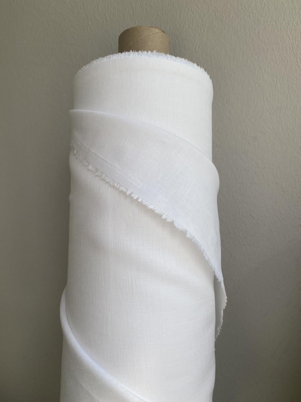 Ткань рубашечно-платьевая LINEN PLUS льняная 140 см 101 Белый