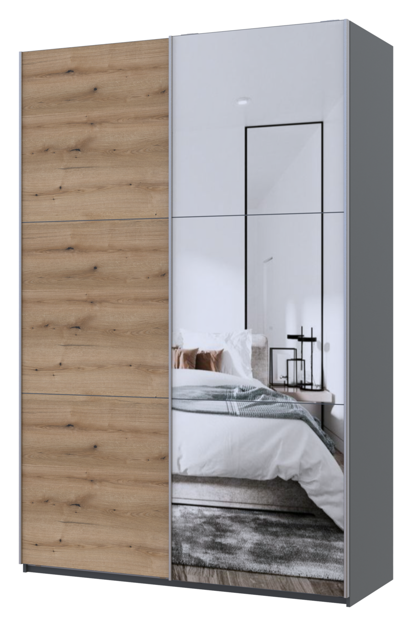Шкаф купе Doros G-Caiser 1 ДСП/1 зеркало 160х60х240 см Графитовый/Дуб эвок (42005072)