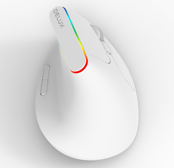 Мышь вертикальная Delux M618C RGB беспроводная с подсветкой White - фото 2 Мышь вертикальная Delux M618C RGB беспроводная с подсветкой White - фото 2