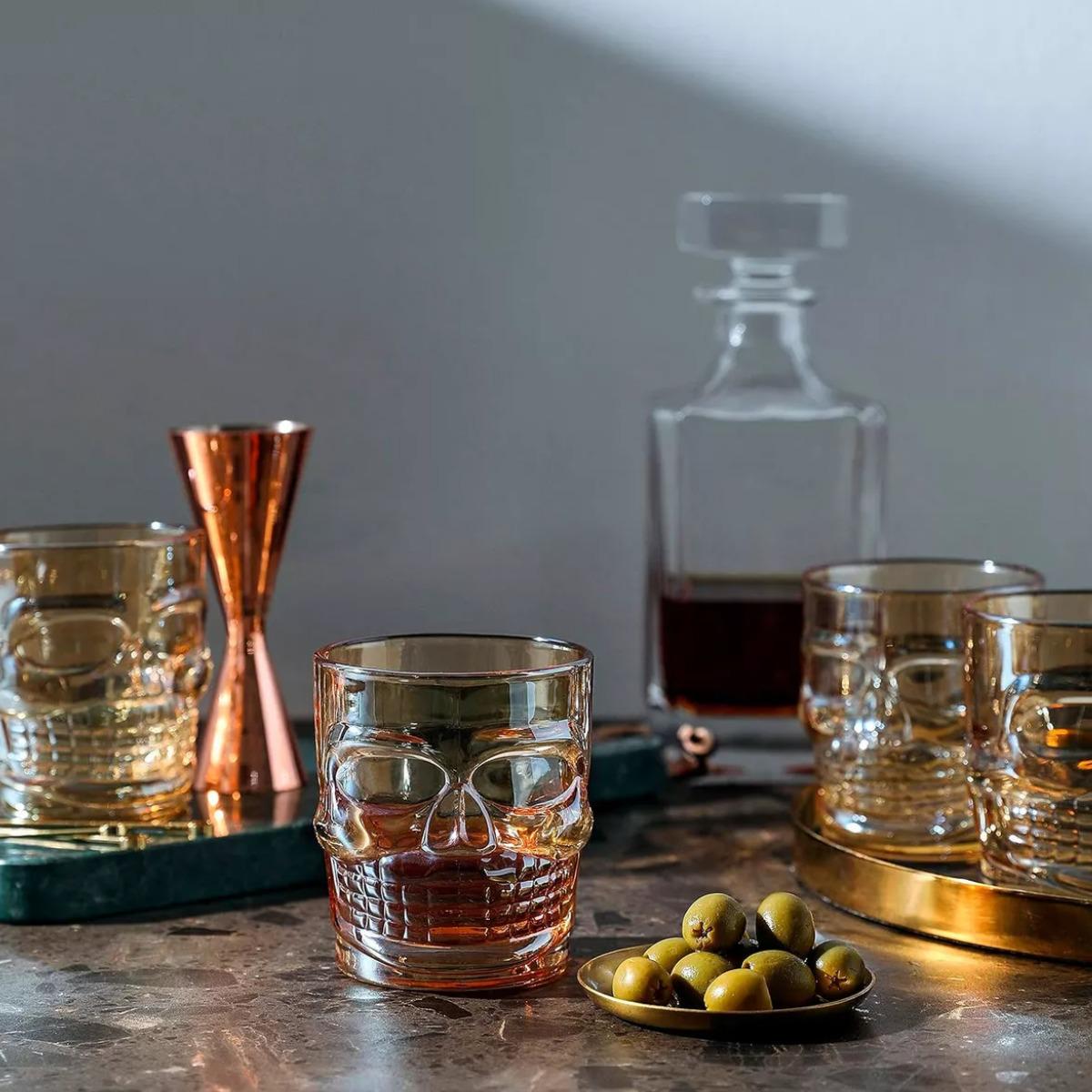 Набор бокалы для пива стаканы и рюмки KITUA Череп 18 предметов Gold - фото 2