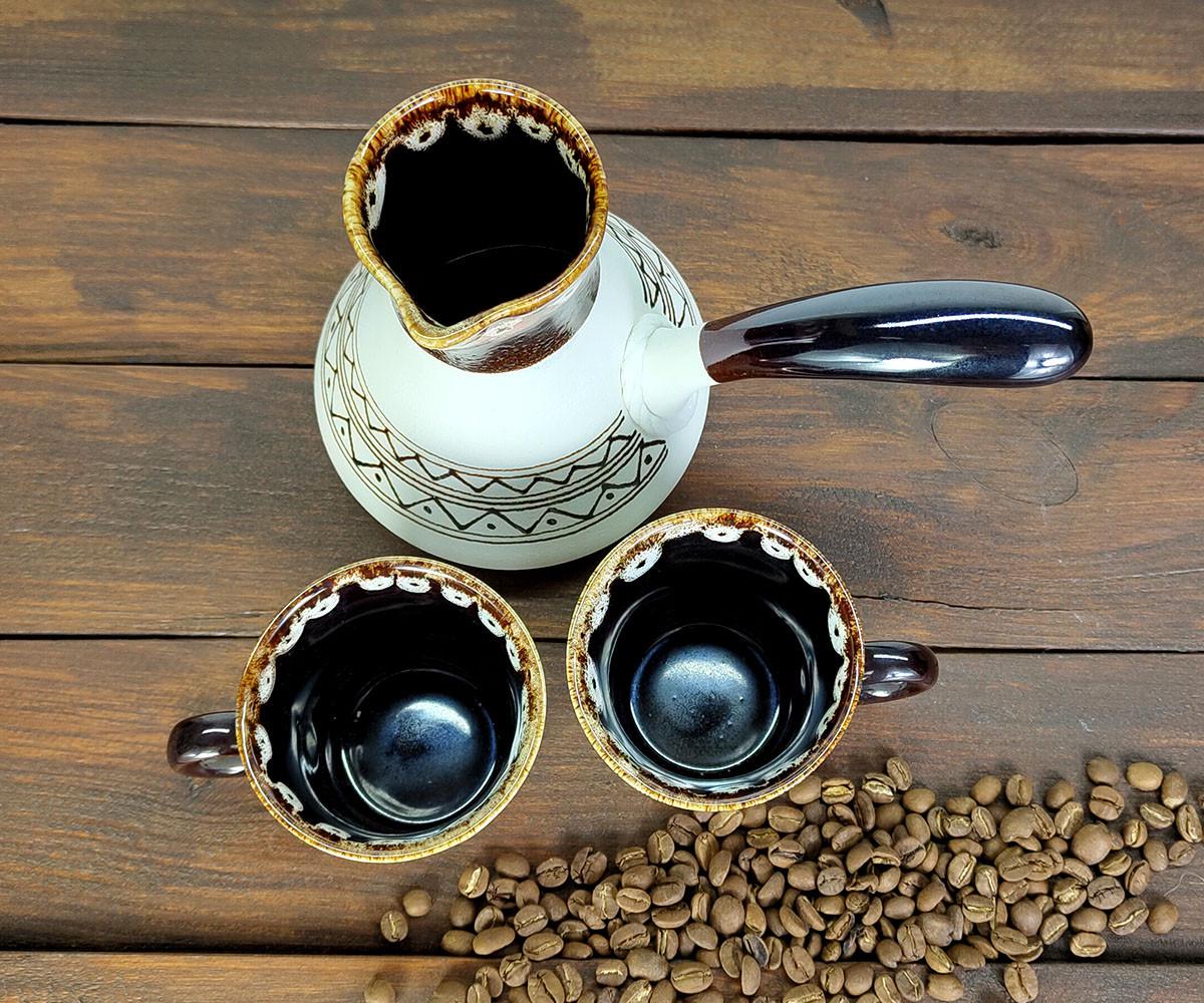 Турка Асканія керамічна з чашками і розсікачем 400 мл Білий (1306-1308) - фото 3