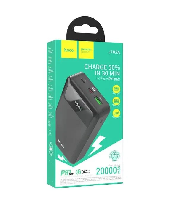 Повербанк Hoco J102A Cool figure 20000mAh PD20W QC3.0 Чорний (6931474783622)