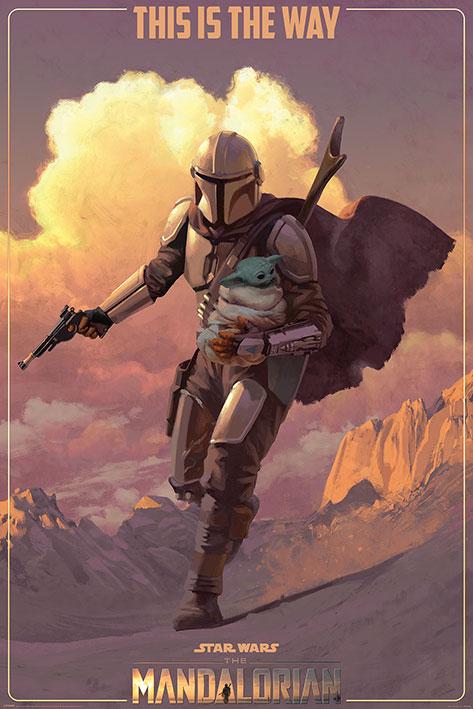 Постер плакат Звёздные Войны Мандалорец В Бегах/Star Wars The Mandalorian On The Run 61x91,5 см