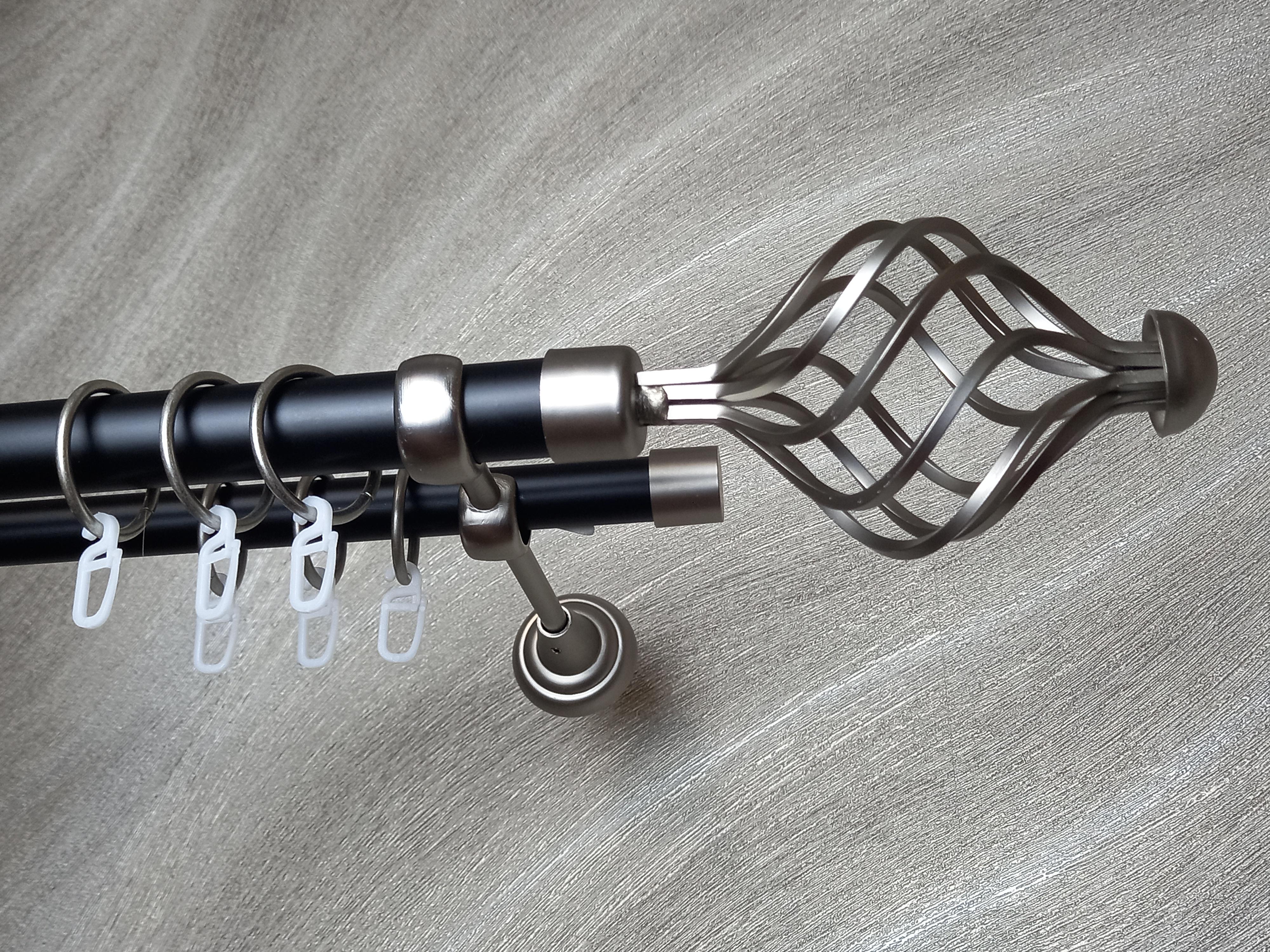 Карниз металевий Orvit Арезо дворядна гладка труба 25/19 мм 240 см Чорний/Сатин (1993776037)