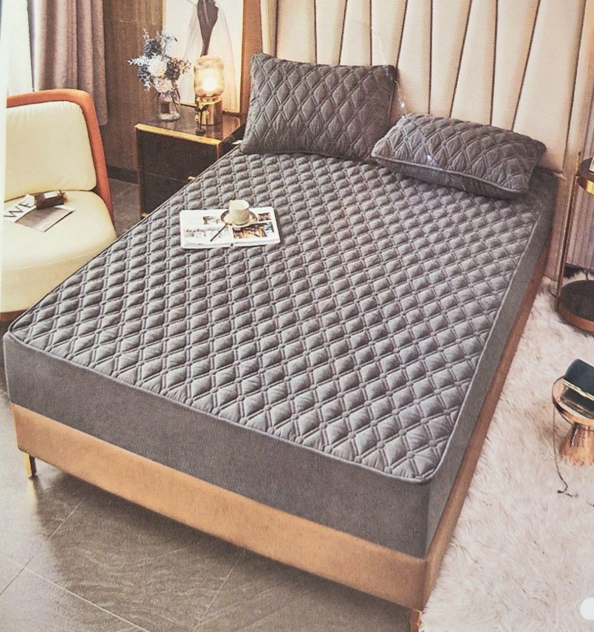 Наматрацник стьобаний Colorful Home з бортами мікрофібра 180х200х25 см Сірий (1242)