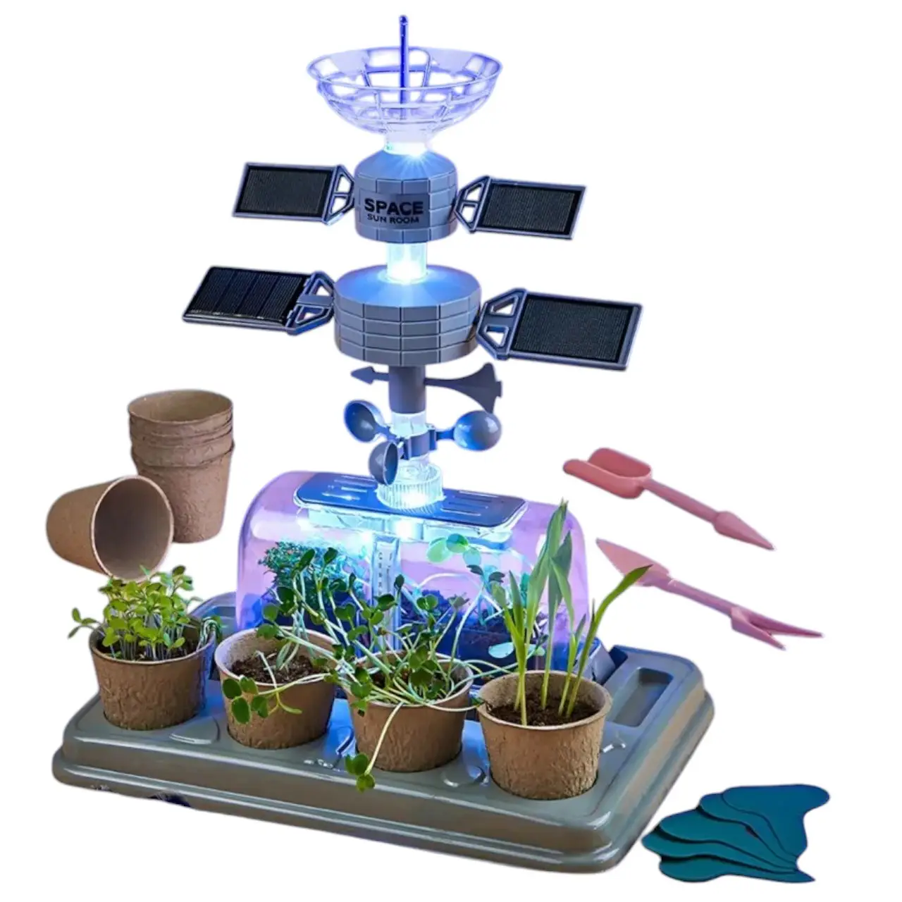 Теплица игровая 9979 A солнечные панели/горшки для растений/семена/капельный полив/инструменты для садоводства/датчик температуры (169906) - фото 2