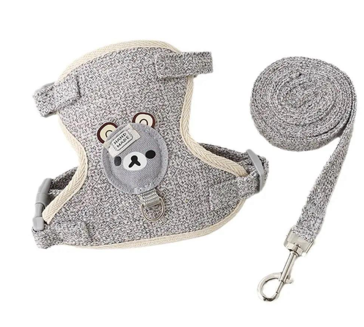 Шлея з повідцем для собак і кішок дрібних порід Чакi S 120х1 см Gray (43232)