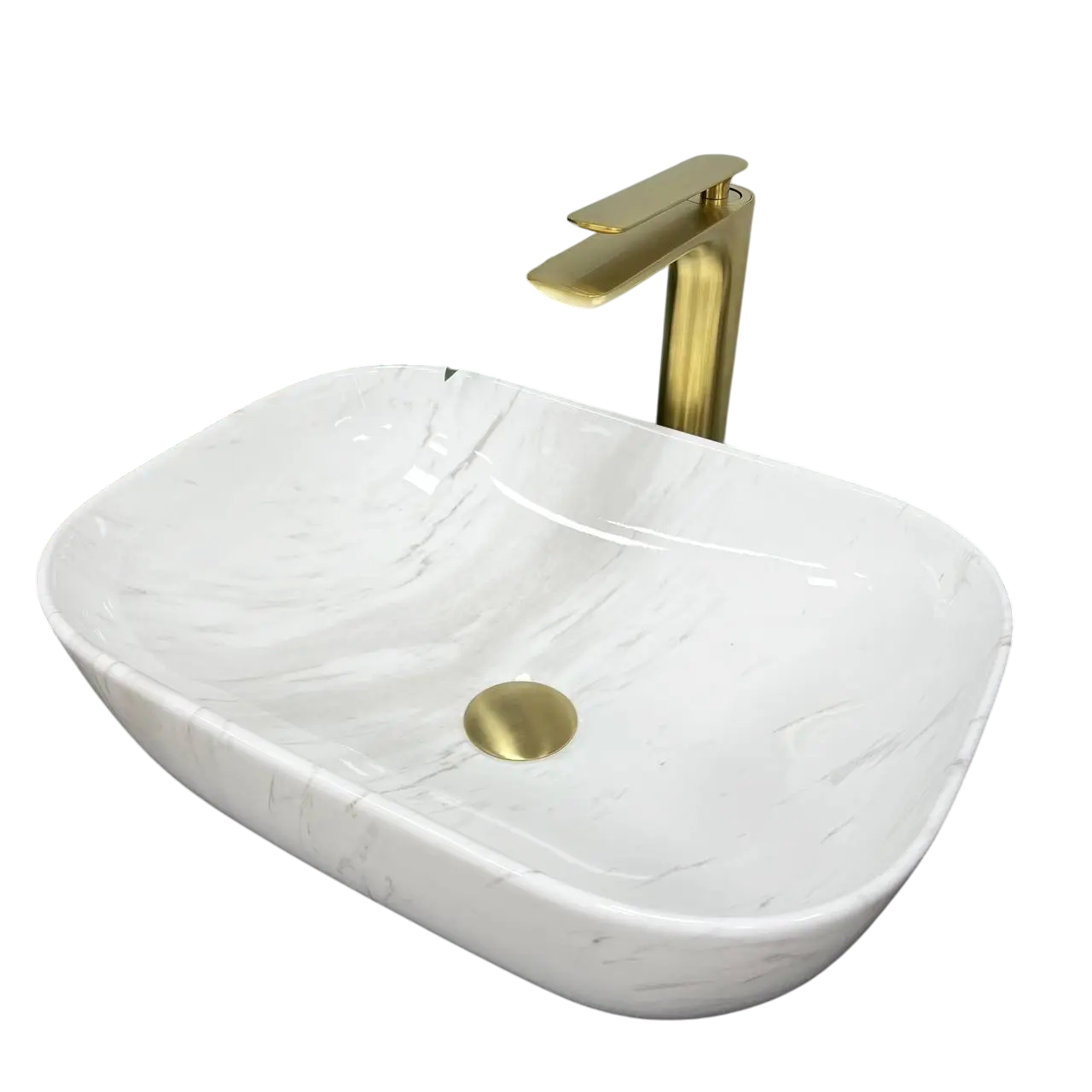Раковина накладная VBI Ravenna Marble Nature прямоугольная 325x460 мм Белый глянцевый (RM-VBI-011208)
