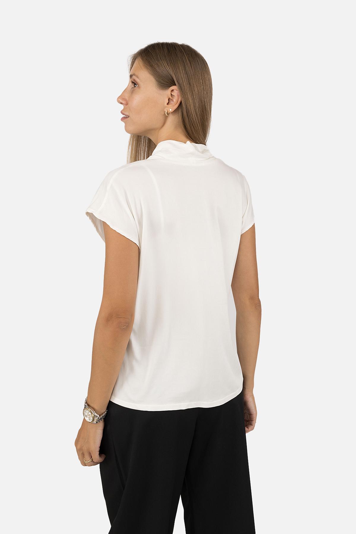 Блуза жіноча ЦБ-00255751 з коротким рукавом р. 44 Молочний (SKT001008131) - фото 2 Блуза жіноча ЦБ-00255751 з коротким рукавом р. 44 Молочний (SKT001008131) - фото 2