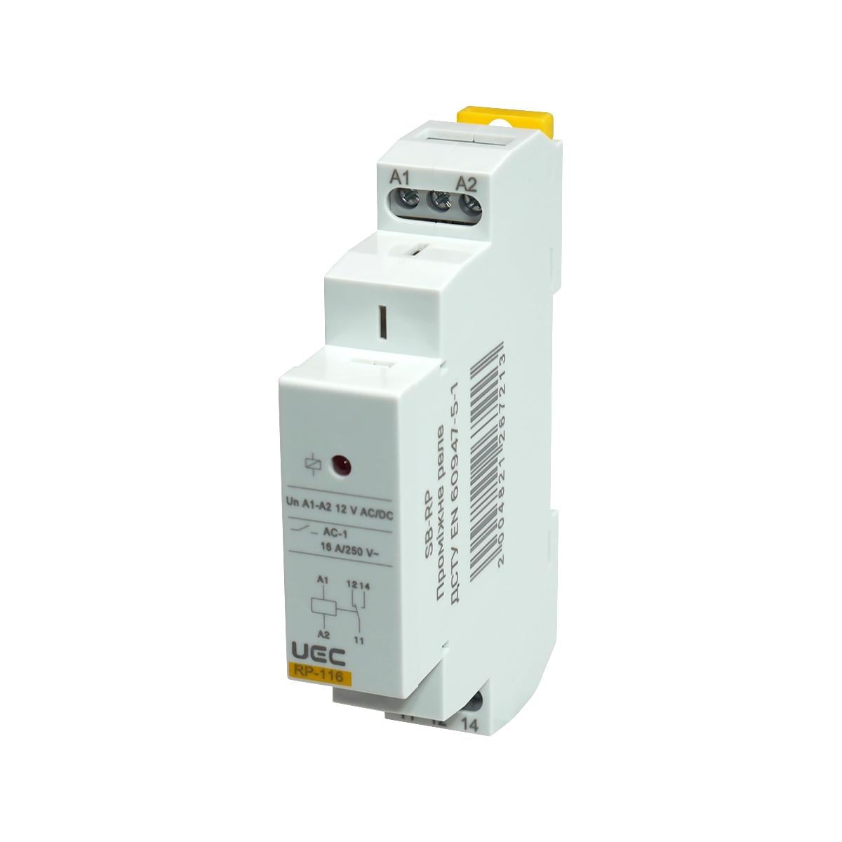 Реле проміжне UEC RP-116 16А 1 контакт AC/DC 12V (SB-RP-116-ACDC12V)