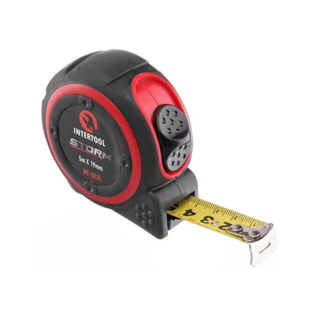 Рулетка Intertool со стальным полотном покрытым нейлоном 5 м 19 мм STORM (MT-0835) Рулетка Intertool со стальным полотном покрытым нейлоном 5 м 19 мм STORM (MT-0835)