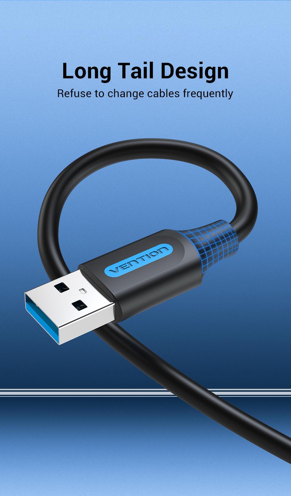 Кабель Vention USB 3.0-USB 3.0 5 Гбит/с 2A/5V USB-A папа на USB-A папа 0,5 м Черный (CONBD) - фото 8