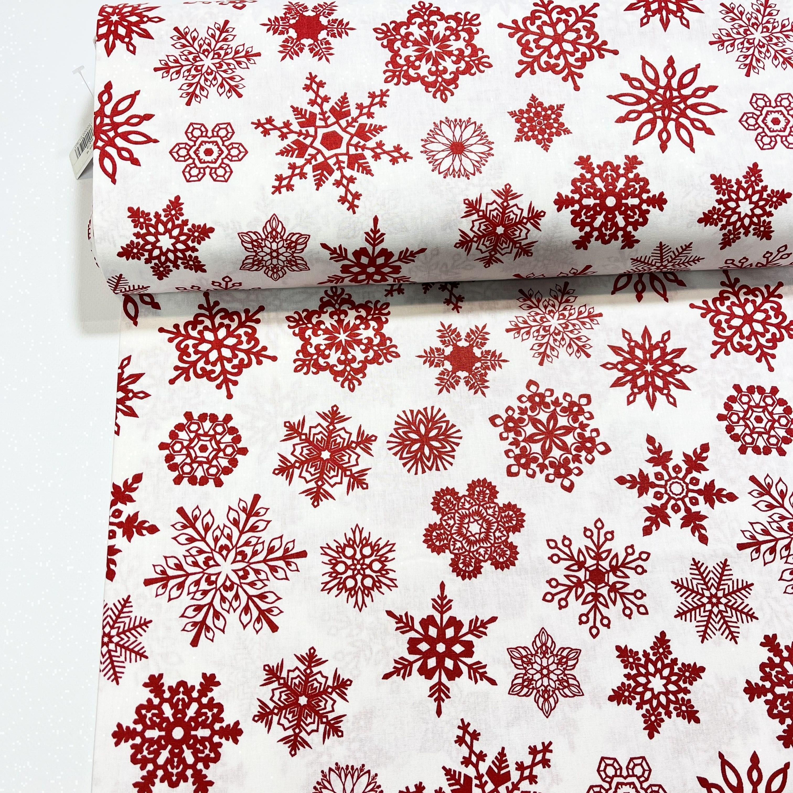 Тканина для постільної білизни ранфорс сніжинки 240 см Червоний (G-1549/5 01476)