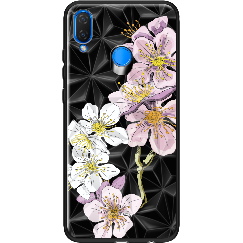 Чехол Boxface Huawei P Smart Plus Cherry Blossom Черный силикон с призмой (34912-cc4-37847)