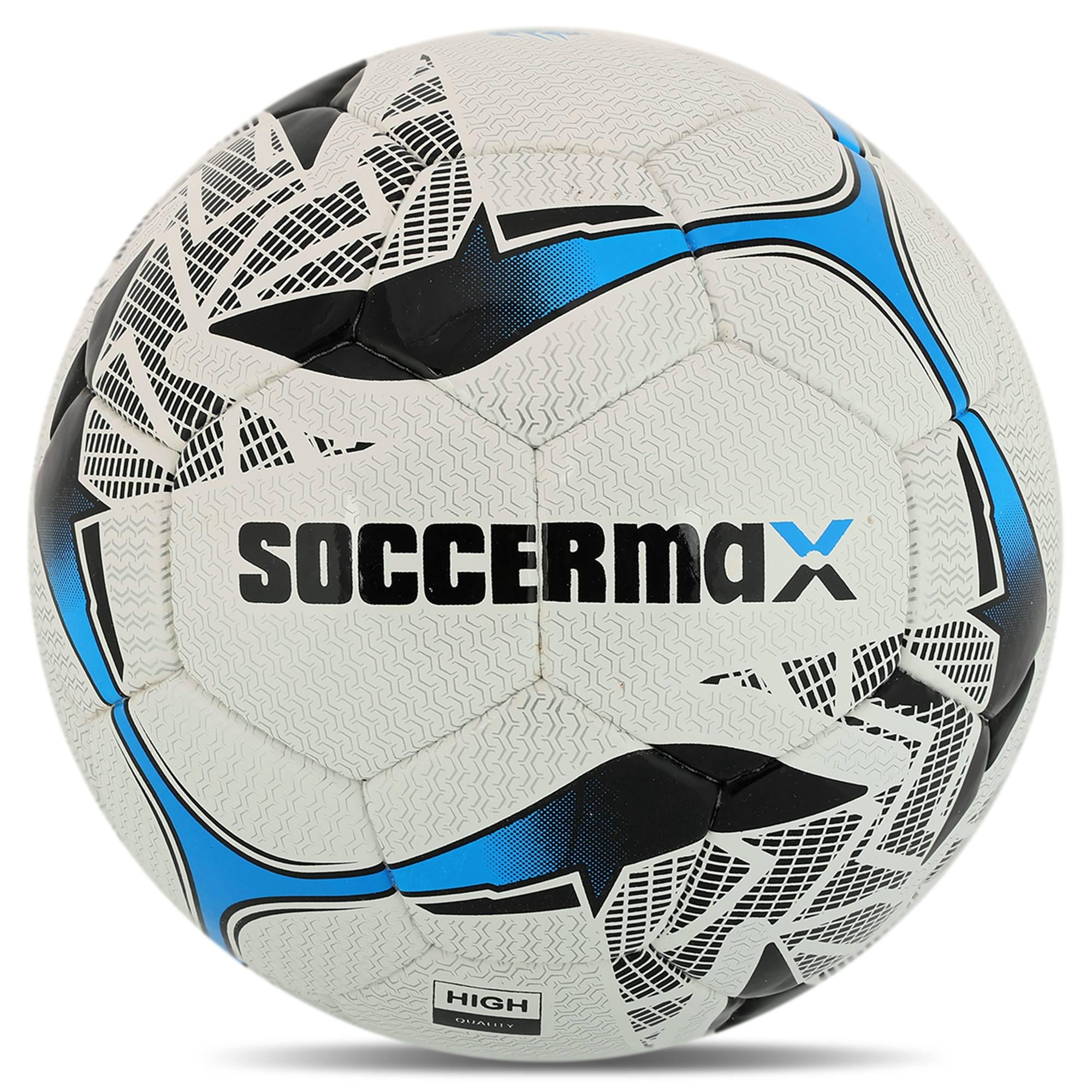 Мяч футбольный профессиональный SOCCERMAX FB-4210 PU №5 Белый-синий (FB-4210_Белый-синий)