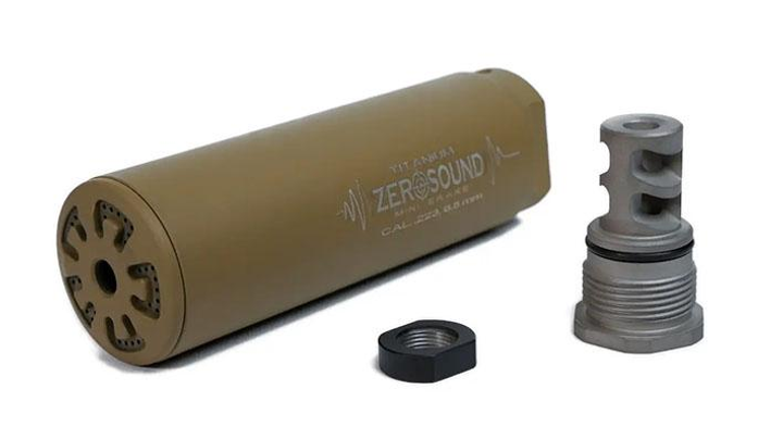 Саундмодератор Zerosound TITAN Brake .223cal/.243/5,45/6,5 Creedmoortriple gas unloading system Песочный Саундмодератор Zerosound TITAN Brake .223cal/.243/5,45/6,5 Creedmoortriple gas unloading system Песочный