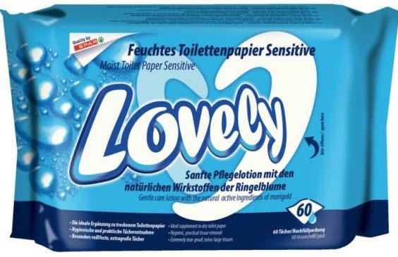 Влажная туалетная бумага Lovely Sensitiv 60 шт. (9680)