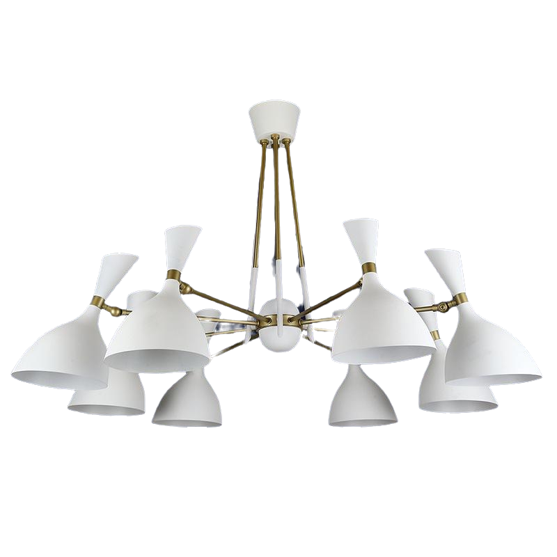 Люстра потолочная лофт Light House LS-13105-8 WH на восемь ламп Белый / Золото