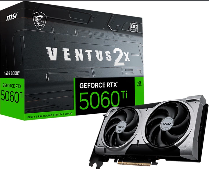 Видеокарта MSI RTX 5060 Ti 16 Гб VENTUS 2X OC PLUS PCI-Ex GeForce Samsung GDDR7