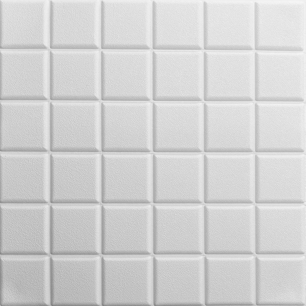 3D-панель самоклеющаяся Sticker Wall Белые квадраты 600х600х7 мм (Панель-169)