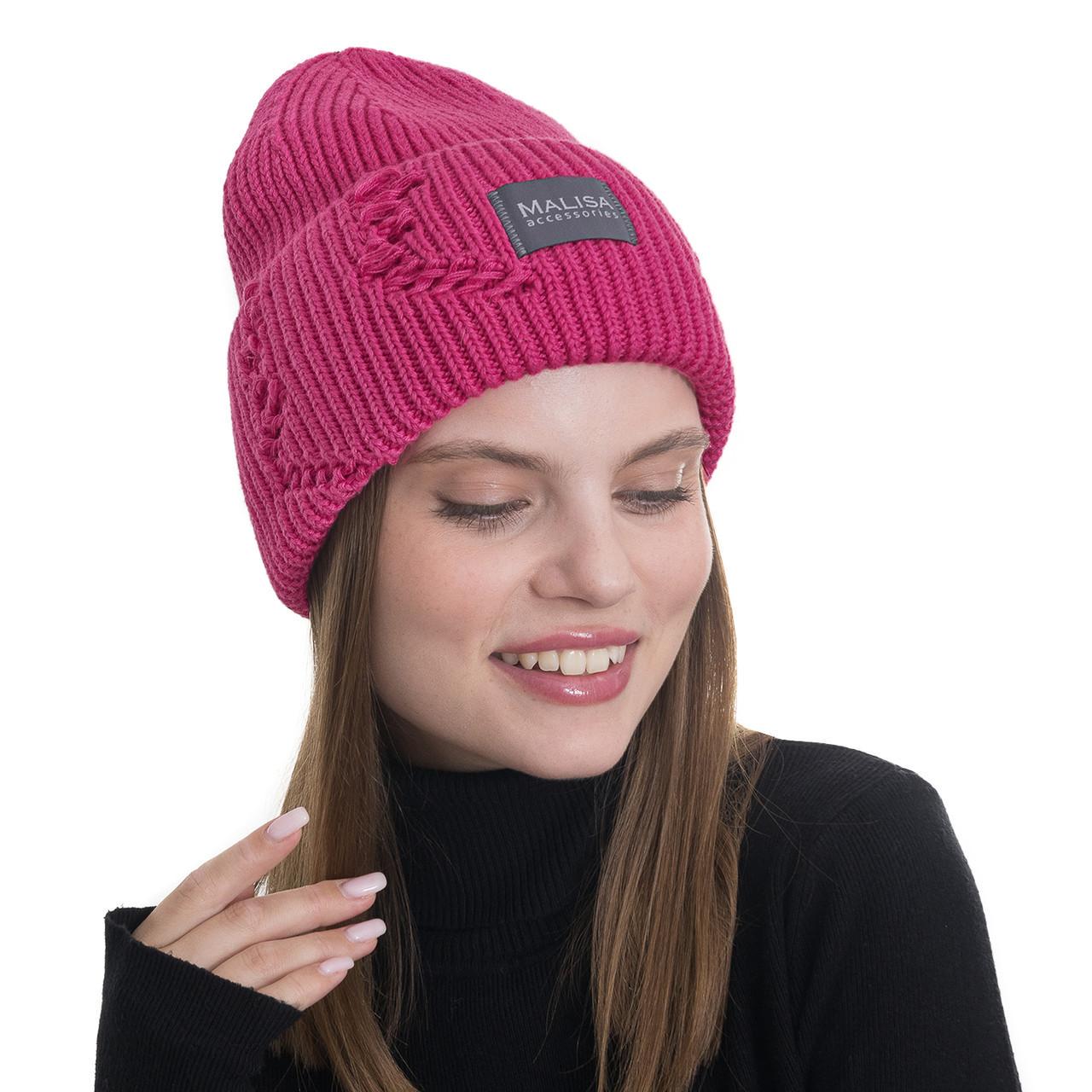 Шапка женская Malisa БРУНО без подкладки рваная с эмблемой на отвороте one size Пурпурный (253776) - фото 1 Шапка женская Malisa БРУНО без подкладки рваная с эмблемой на отвороте one size Пурпурный (253776) - фото 1