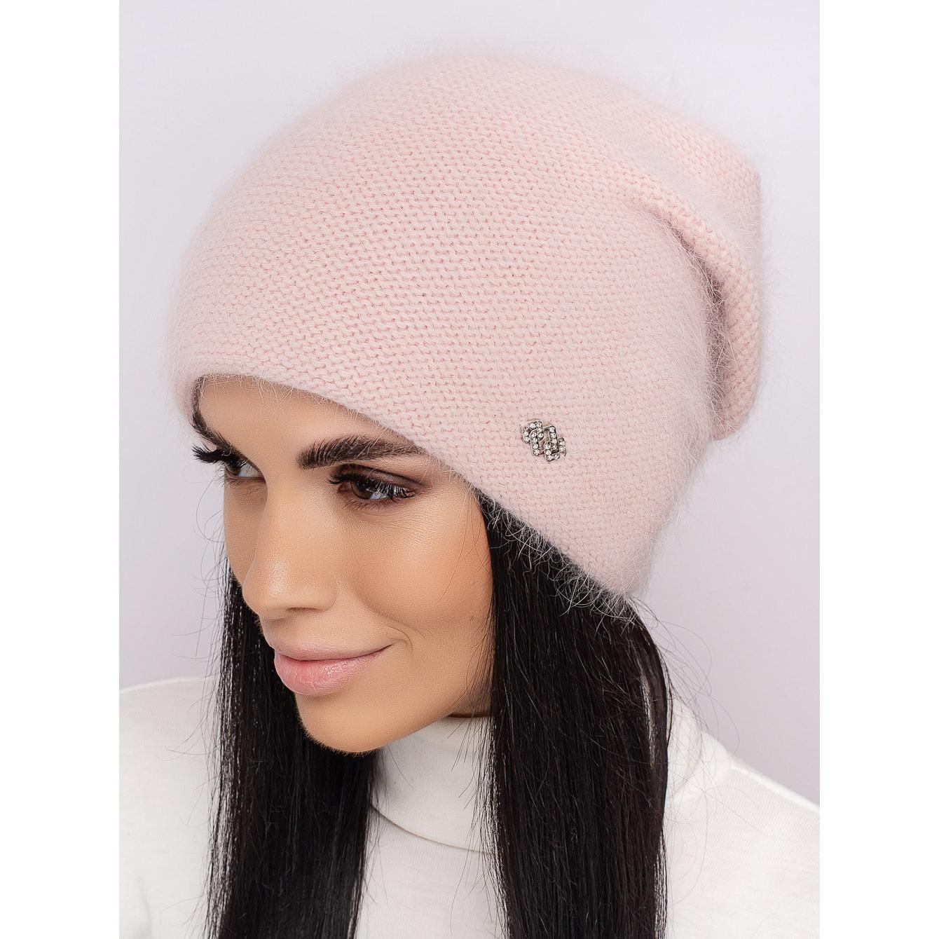 Шапка женская двойная ангоровая Leks Веселка one size Светлый пудровый