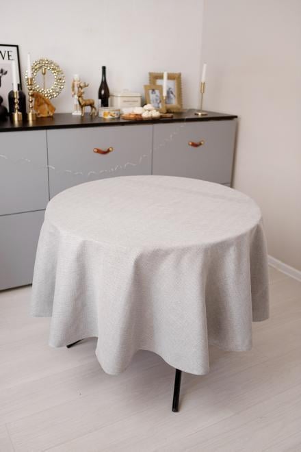 Скатерть праздничная с люрексом Жемчужина d 180 см Silver