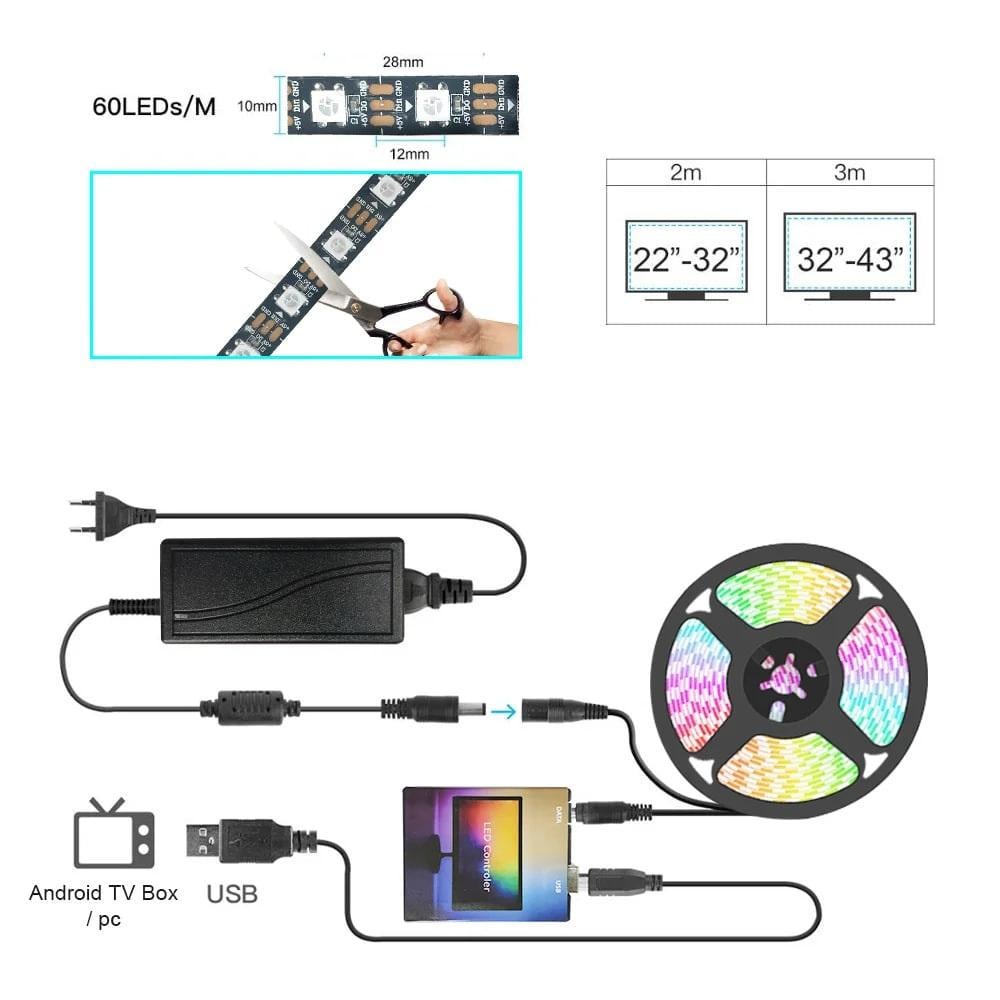 Освітлення монітора Ambilight для ПК Android-TV Adalight Dream Ambibox Ambilight Prismatik 3 м - фото 13