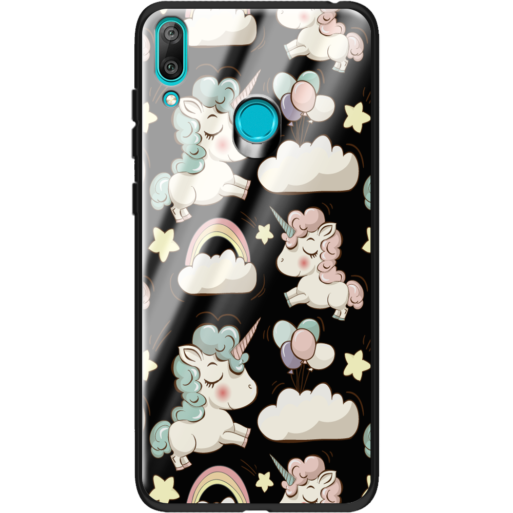 Чохол Boxface Huawei Y7 2019 Unicorns Чорний силікон зі склом (36044-cc2-37730)