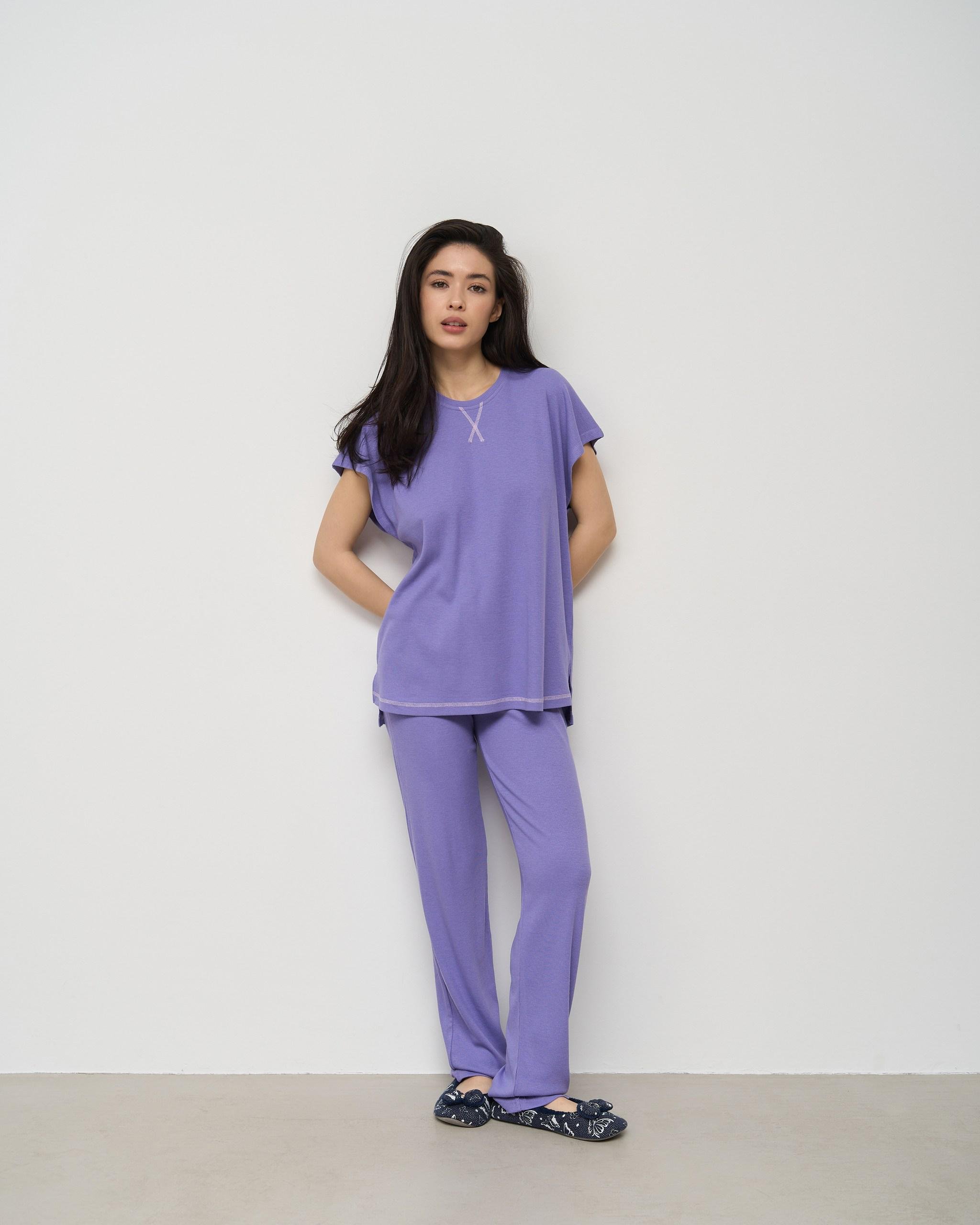 Пижама женская брюки и футболка бамбук XL Лиловый (112600)