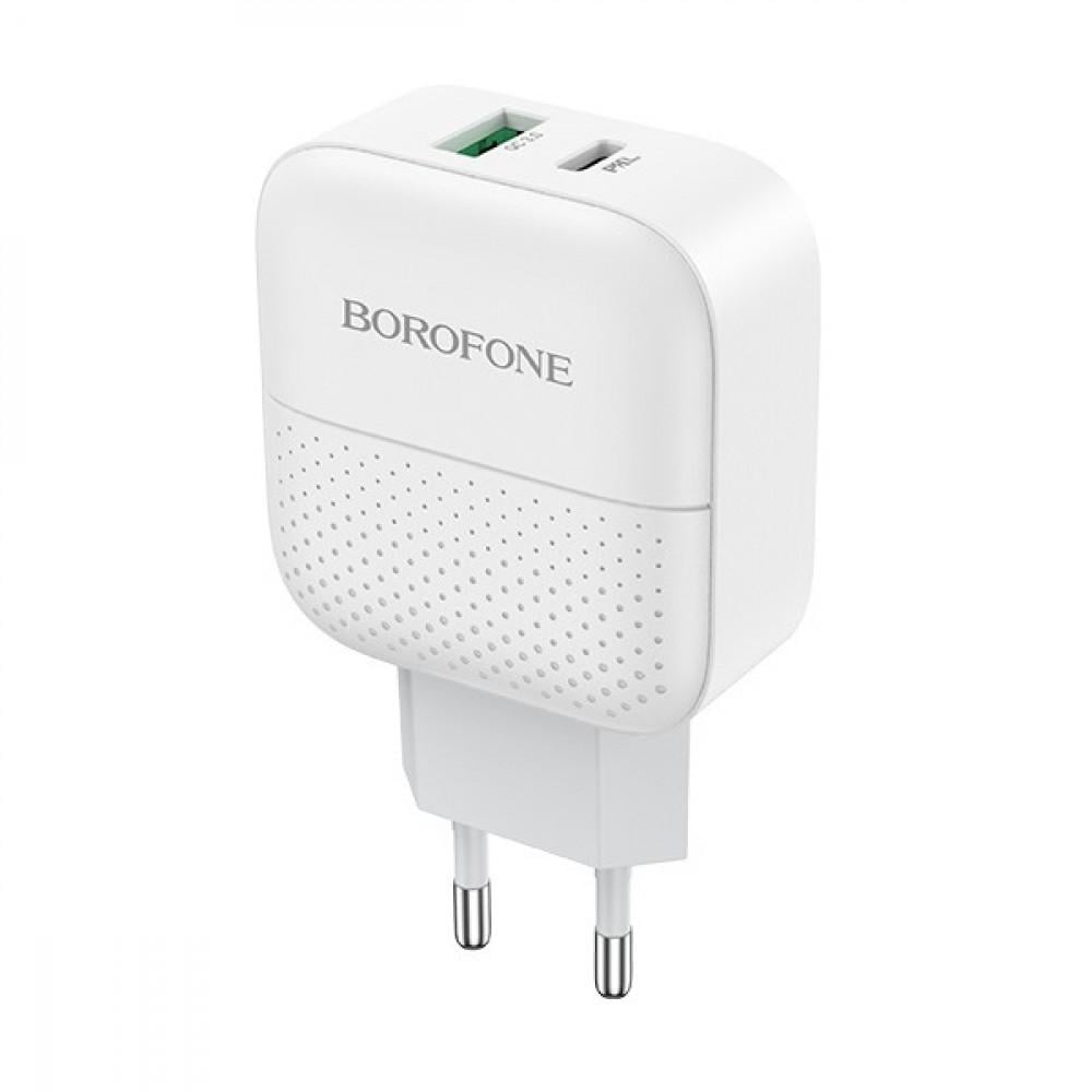 Зарядний пристрій мережевий Borofone BA46A Premium PD20W QC3.0 EU Білий