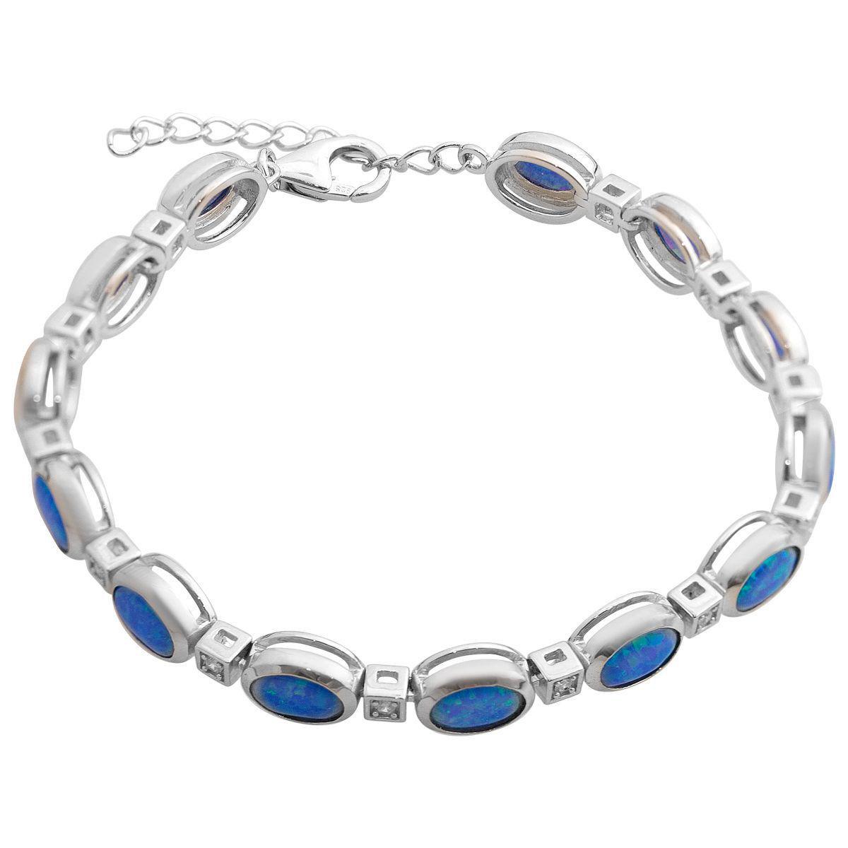 Браслет серебряный с натуральным опалом овальной формы