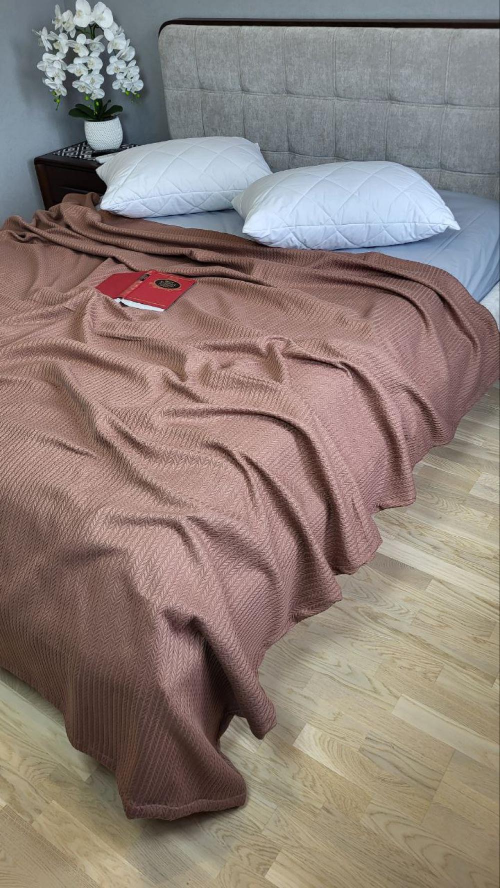 Покрывало Пике Косичка 160x220 см Молочный шоколад (11235) - фото 7