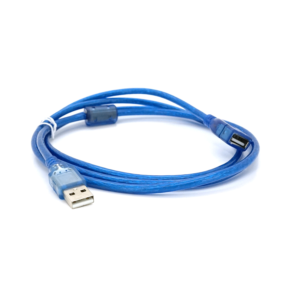 Удлинитель VOLTRONIC USB 2,0 AM/AF ферритовый фильтр 1,5 м Прозрачный/Синий (YUT_V2687)