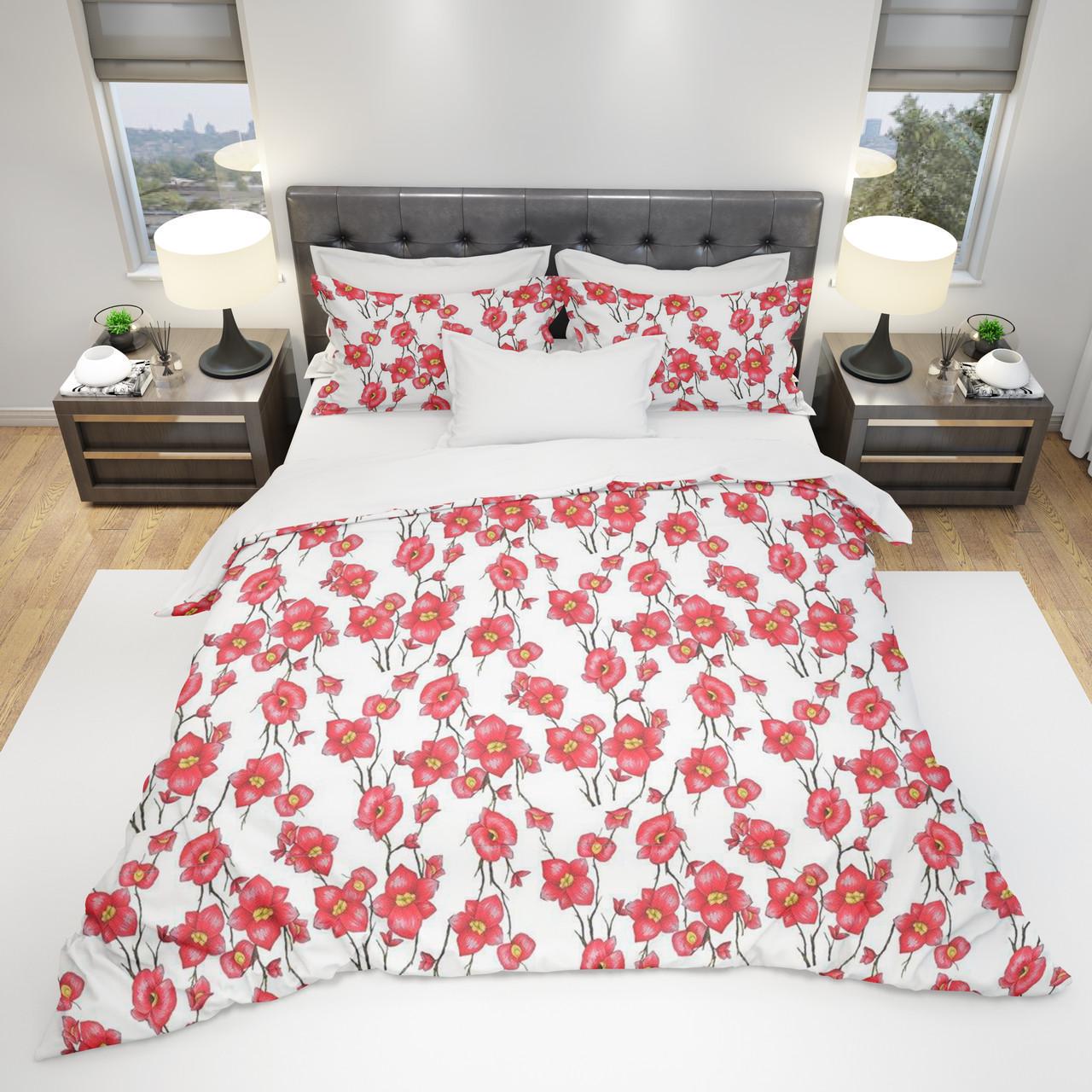 Комплект постельного белья Цветы полуторный бязь Gold 150x210 см Белый (mg15114) - фото 2 Комплект постельного белья Цветы полуторный бязь Gold 150x210 см Белый (mg15114) - фото 2