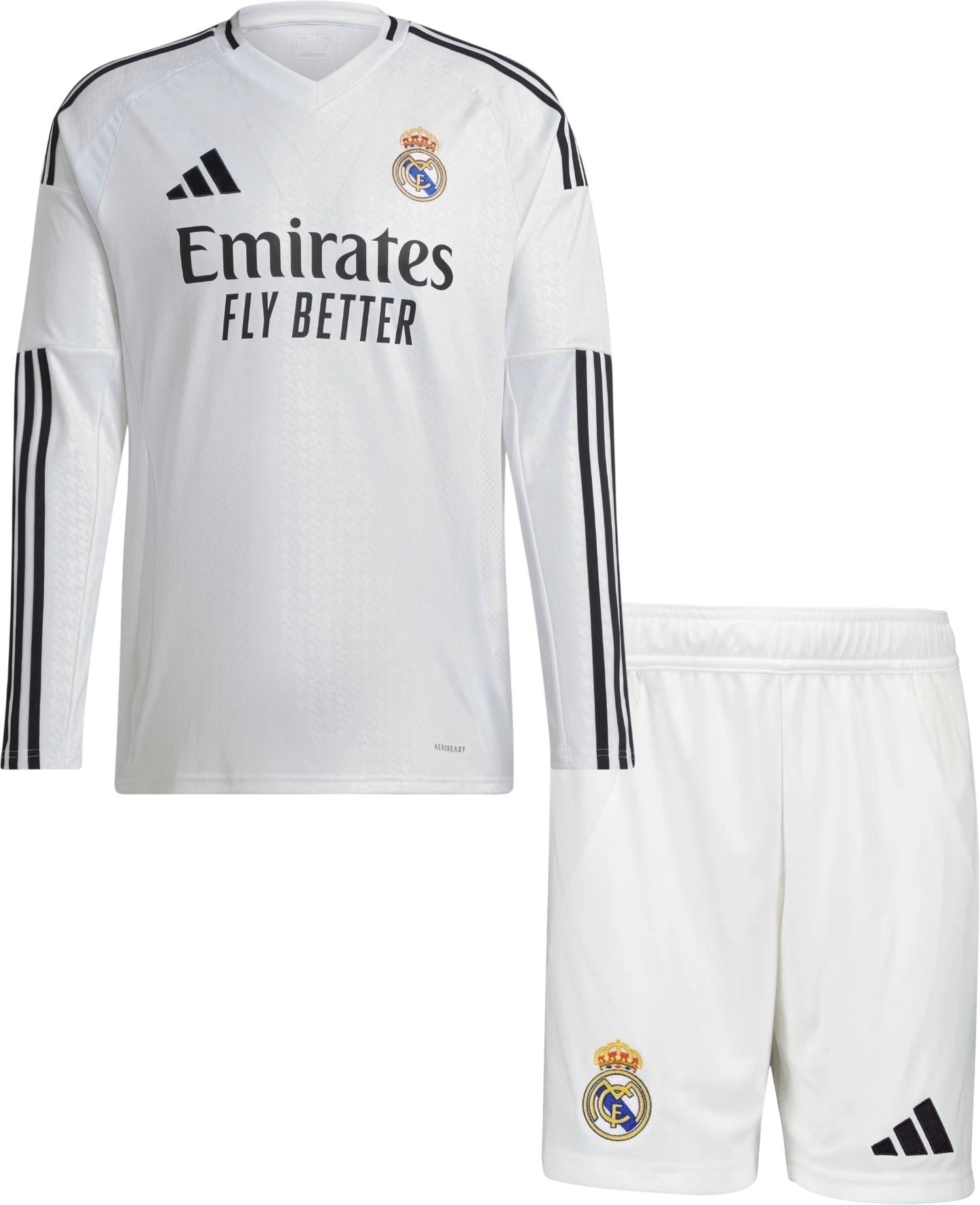 Футбольная форма с длинным рукавом Реал Мадрид 2024-2025 домашняя M Бело-черный (F0090)