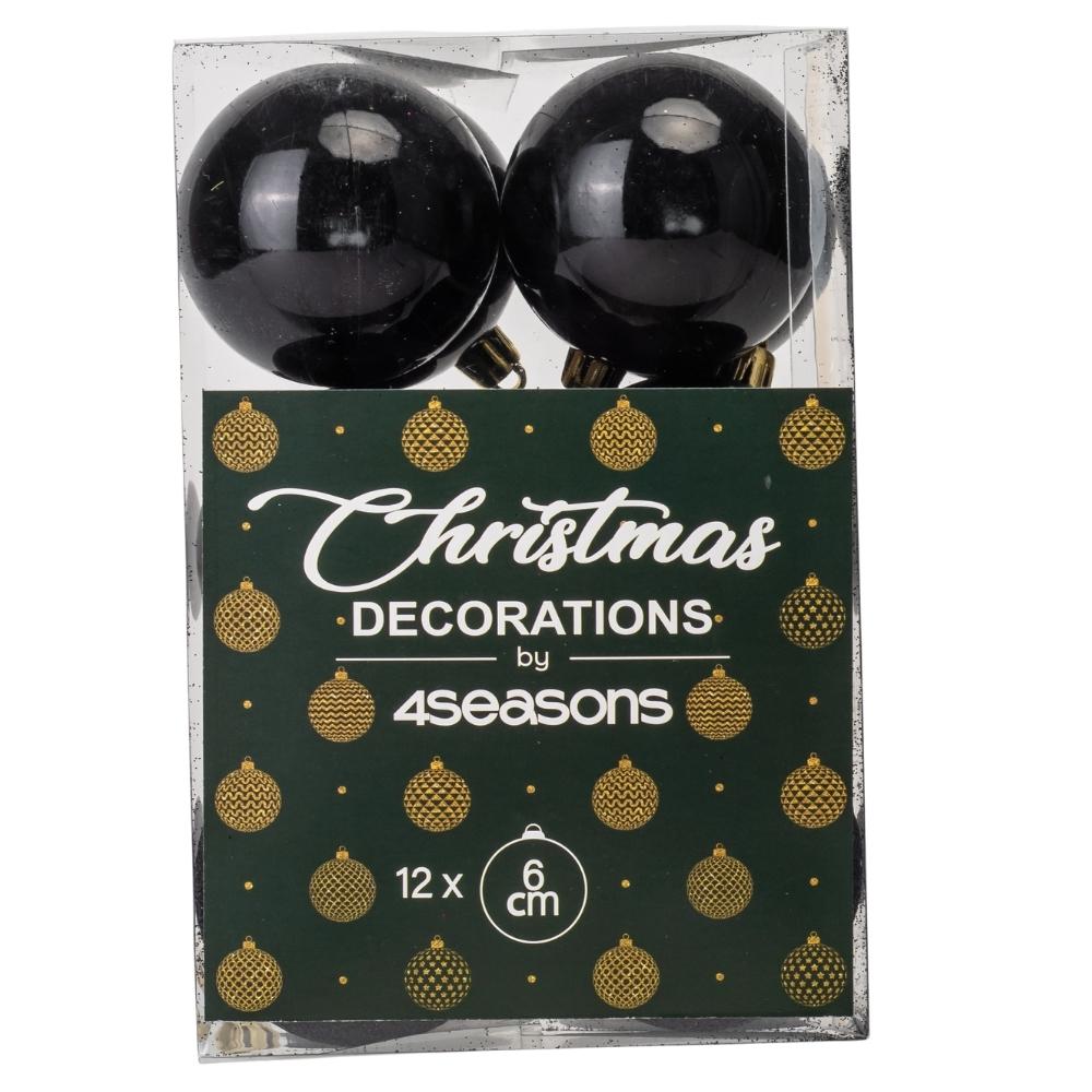 Набор елочных шаров Праздничная мозаика 6 см 3 набора по 12 шт. Черный (6025-017)