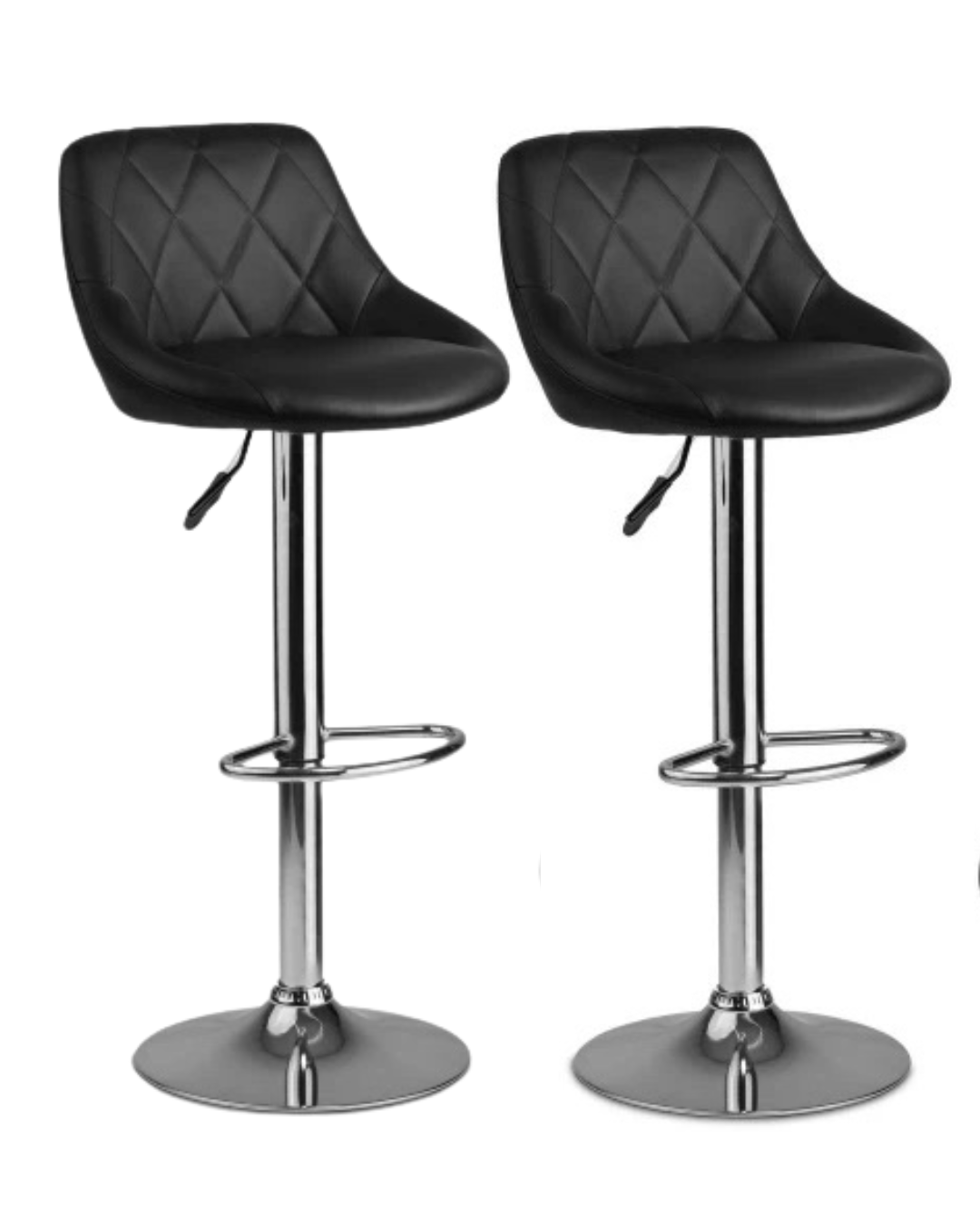 Комплект барних стільців Nerra зі спинкою екошкіра 2 шт. Чорний (260000-2)